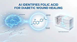 AI-Guided Drug Search Identifies Folic Acid for Diabetic Wound Healing