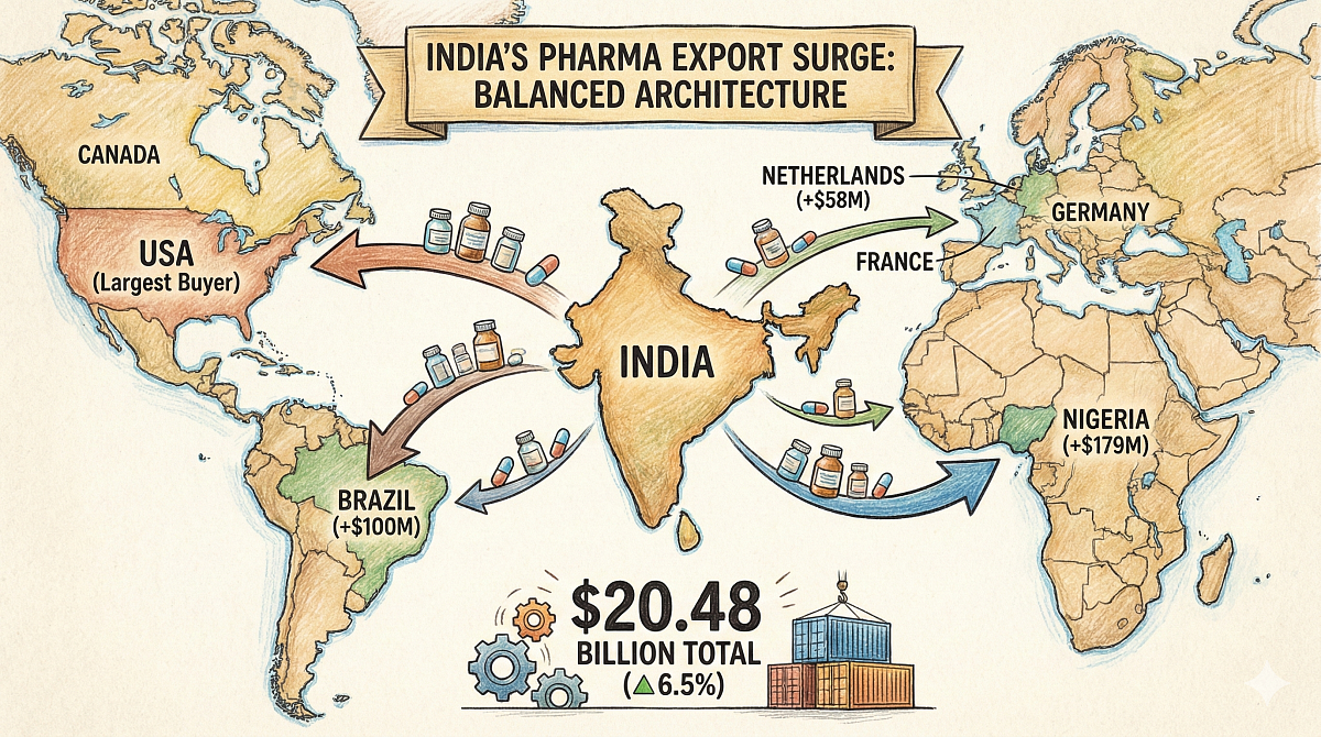 Indian Pharma Exports Surge: Brazil & Nigeria Emerge as Key Markets in FY26